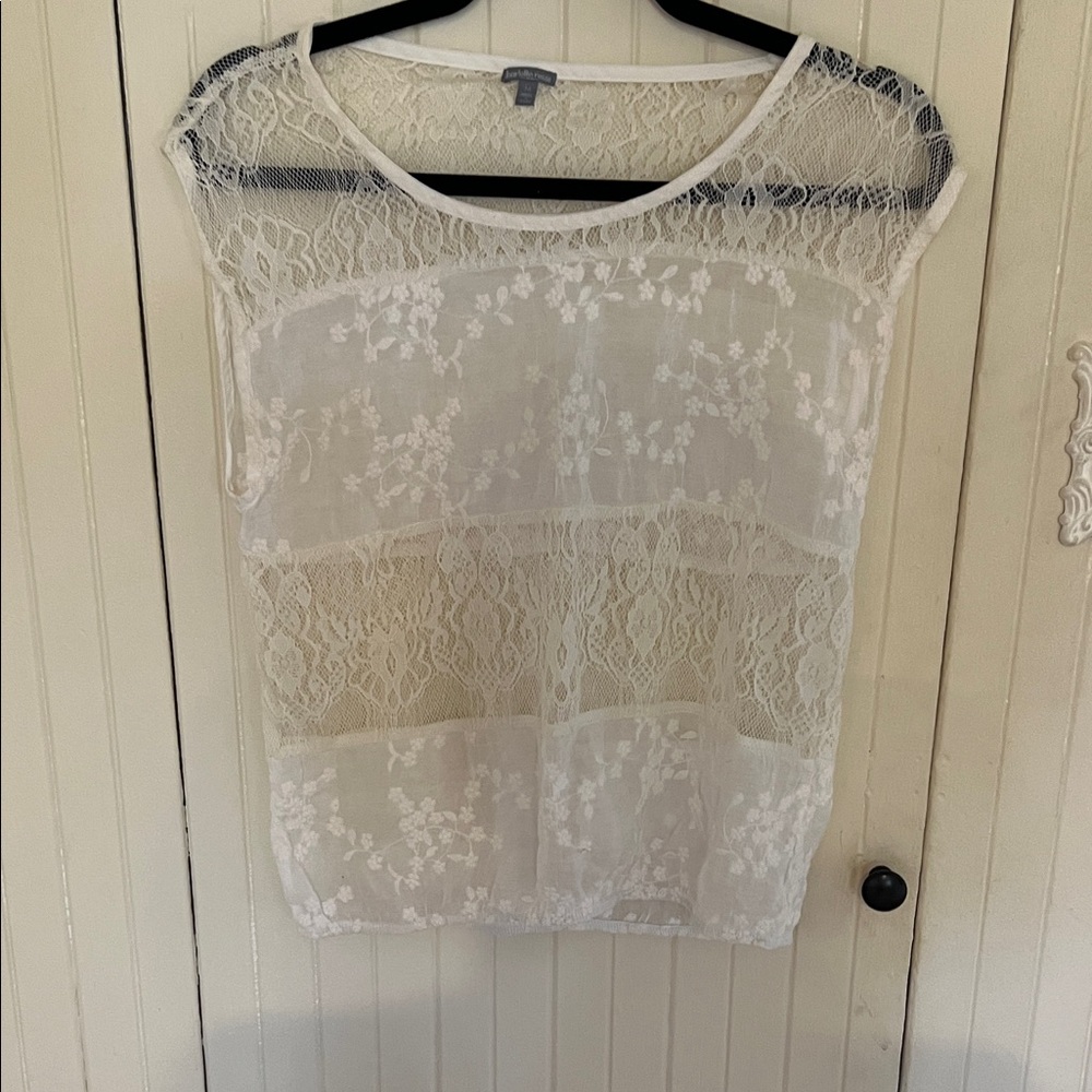 Charlotte Russe Sheer White Lace Blouse